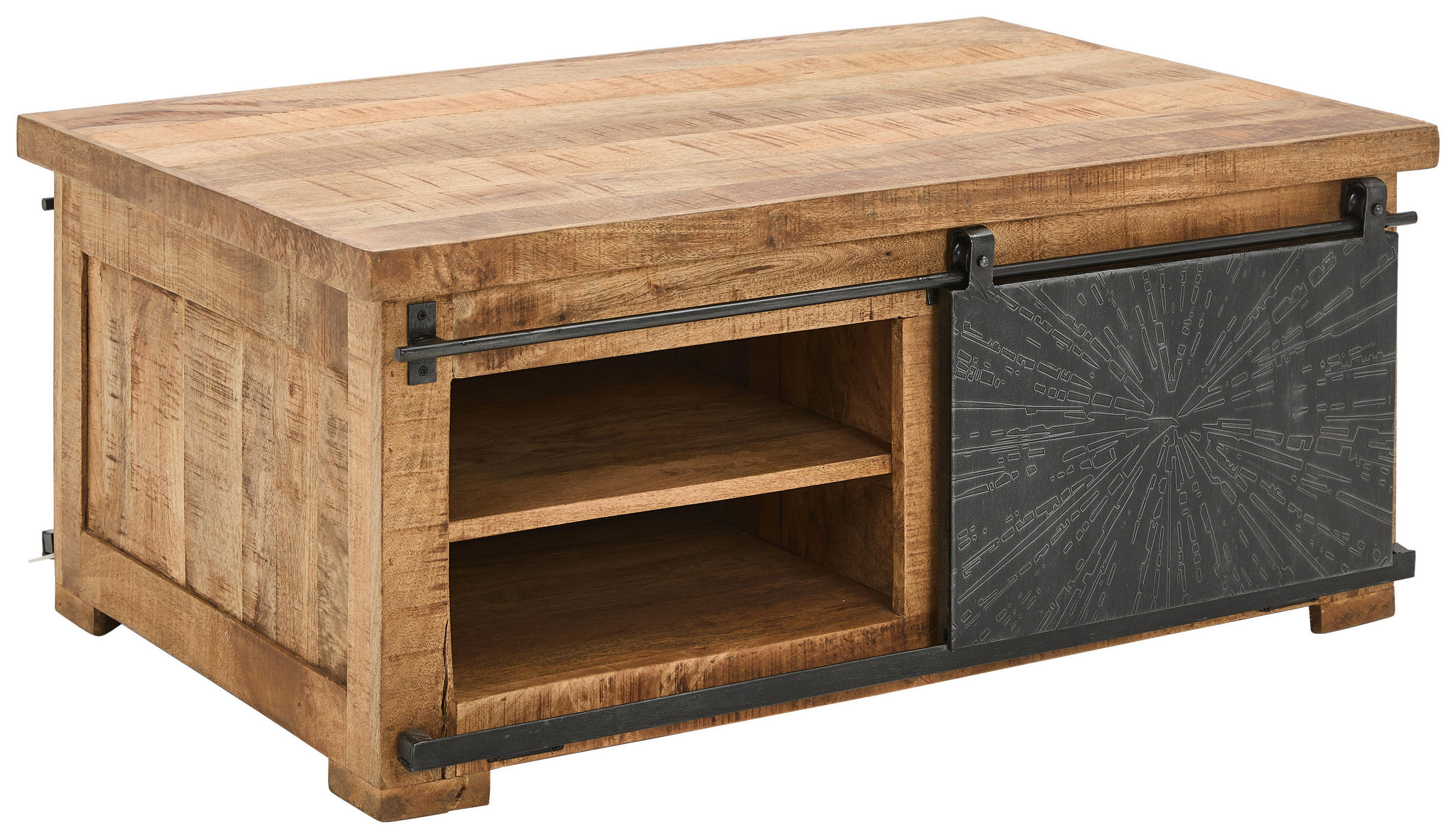 COUCHTISCH Mangoholz massiv 110/70/45 cm rechteckig Naturfarben, Schwarz  - Schwarz/Naturfarben, Design, Holz/Metall (110/70/45cm) - Ambia Home
