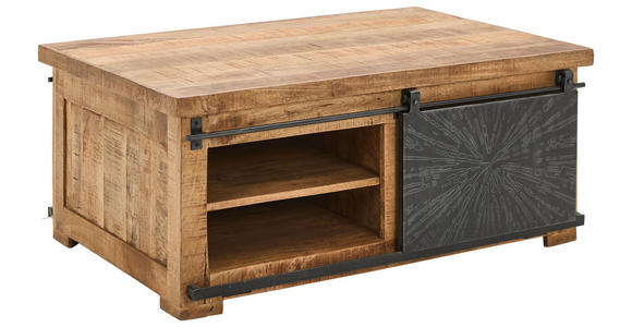 COUCHTISCH Mangoholz massiv 110/70/45 cm rechteckig Naturfarben, Schwarz  - Schwarz/Naturfarben, Design, Holz/Metall (110/70/45cm) - Ambia Home