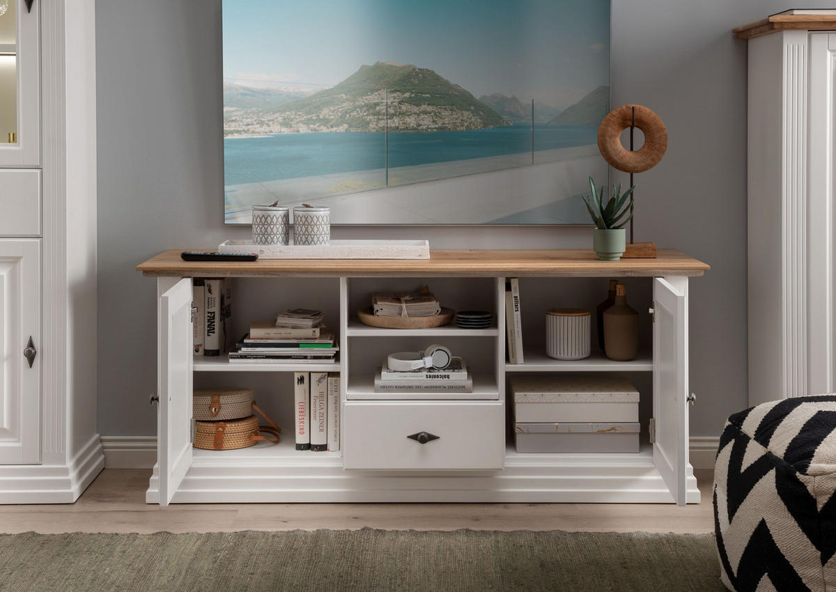 LOWBOARD WZ-0622  in 157/67/45 cm  - Weiß, Design, Holz (157/67/45cm) - Livetastic