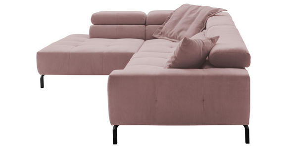 ECKSOFA in Feincord Altrosa  - Schwarz/Altrosa, KONVENTIONELL, Textil/Metall (219/311cm) - Hom`in