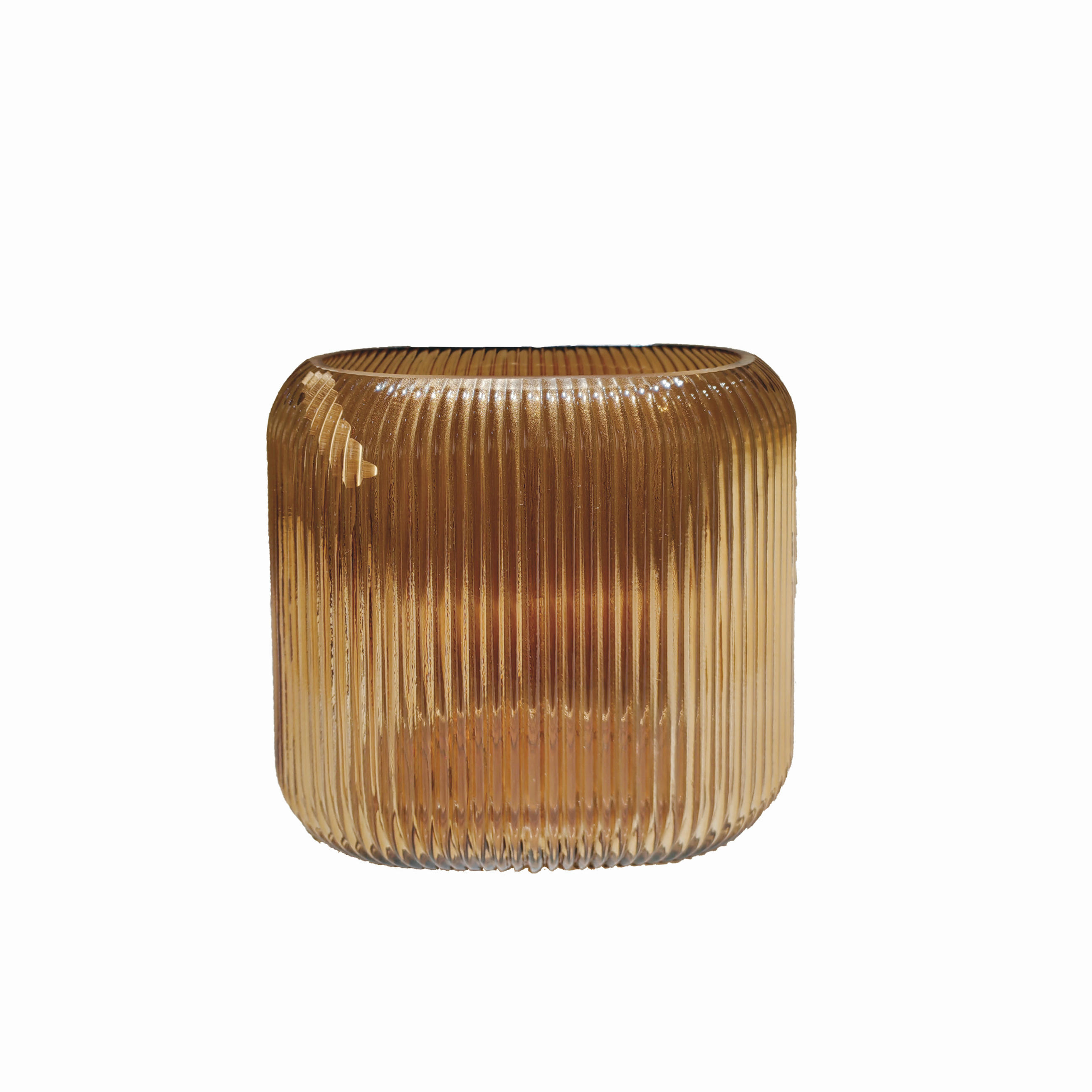 VÁZA, sklo, 17 cm - jantarové barvy, Design, sklo (17/17/10cm) - Ambia Home