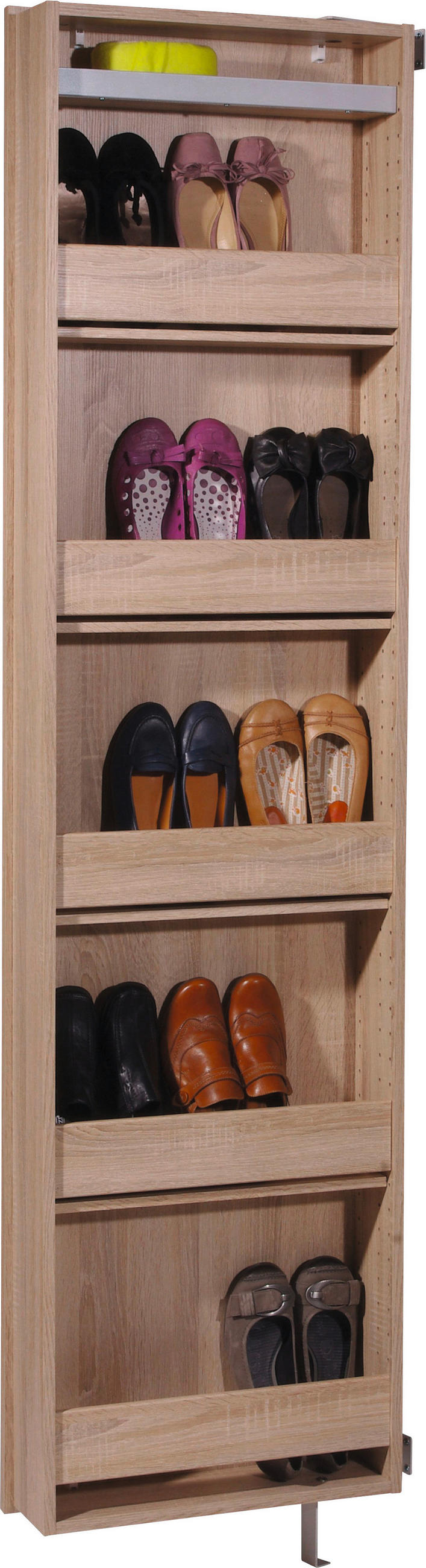 SCHUHSCHRANK Sonoma Eiche  - Sonoma Eiche, Design, Glas/Holzwerkstoff (50/195/18cm) - Xora