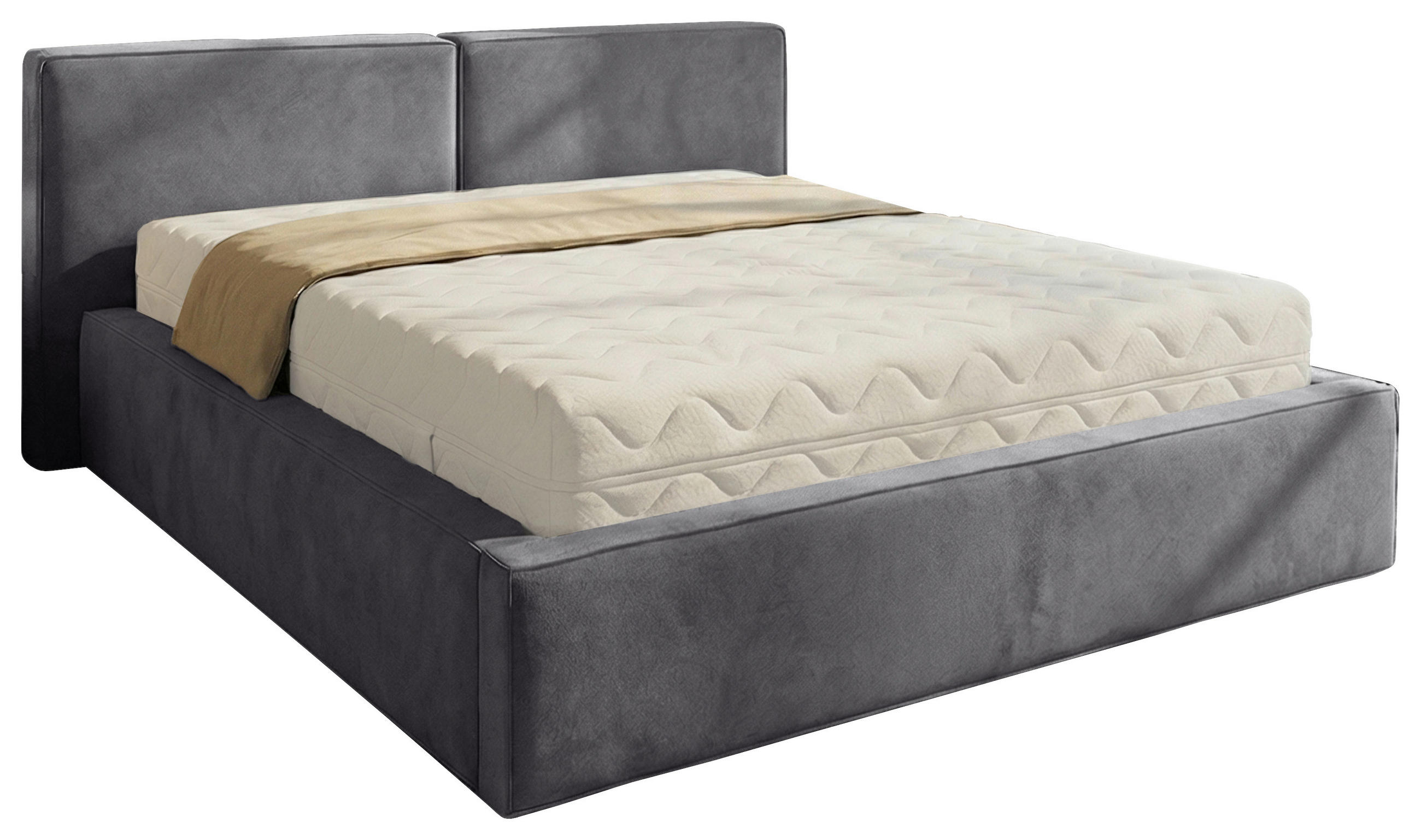 POLSTERBETT 180/200 cm,  in Anthrazit, gepolstertes Kopfteil, Lattenrost, Bettkasten,  - Anthrazit/Schwarz, MODERN, Holz/Kunststoff (180/200cm) - Chameo