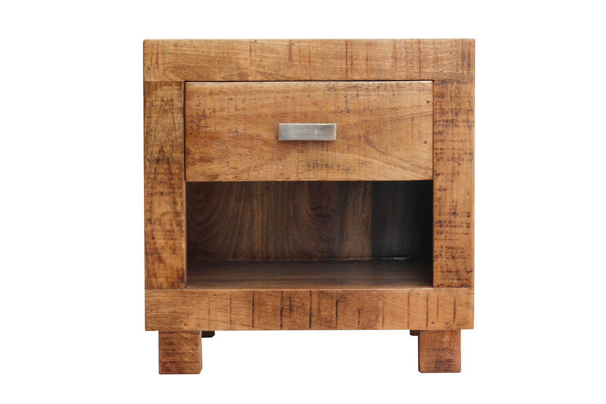 NACHTTISCH 40/40/30 cm Mangoholz massiv  - Silberfarben/Naturfarben, Design, Holz (40/40/30cm) - Livetastic