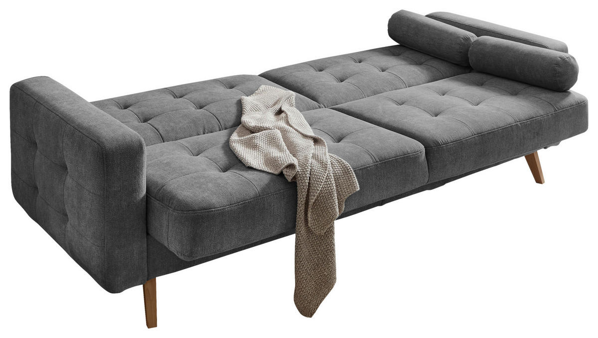 ROZKLÁDACÍ POHOVKA, textil, kompozitní dřevo, tmavě šedá - barvy dubu/tmavě šedá, Moderní, dřevo/kompozitní dřevo (222/86/90cm) - MID.YOU