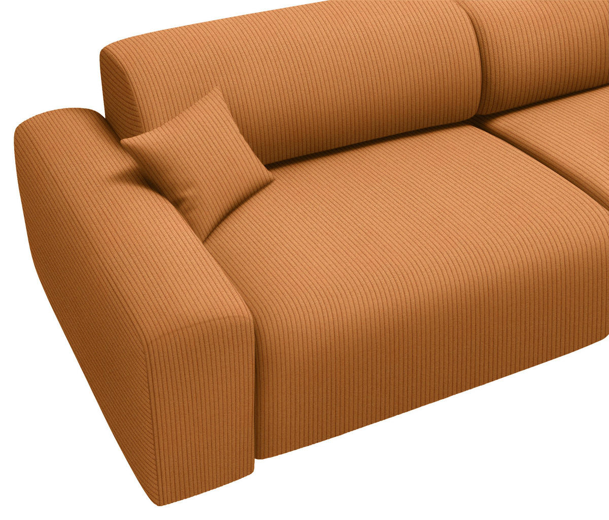 ECKSOFA in Velours, Feincord Rostfarben  - Rostfarben/Schwarz, Design, Kunststoff/Textil (292/178cm) - Livetastic