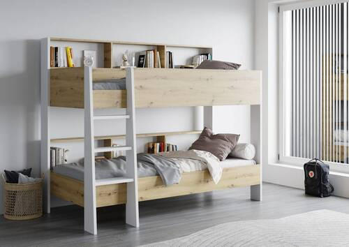 ETAGENBETT - Eiche Artisan/Weiß, KONVENTIONELL, Holzwerkstoff (90/200cm) - MID.YOU