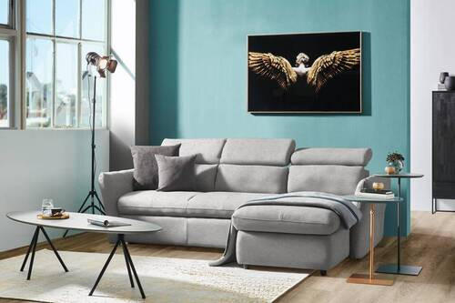 ECKSOFA in Mikrofaser Grau, Silberfarben  240/172 cm  - Silberfarben/Schwarz, Design, Kunststoff/Textil (240/172cm) - Stylife