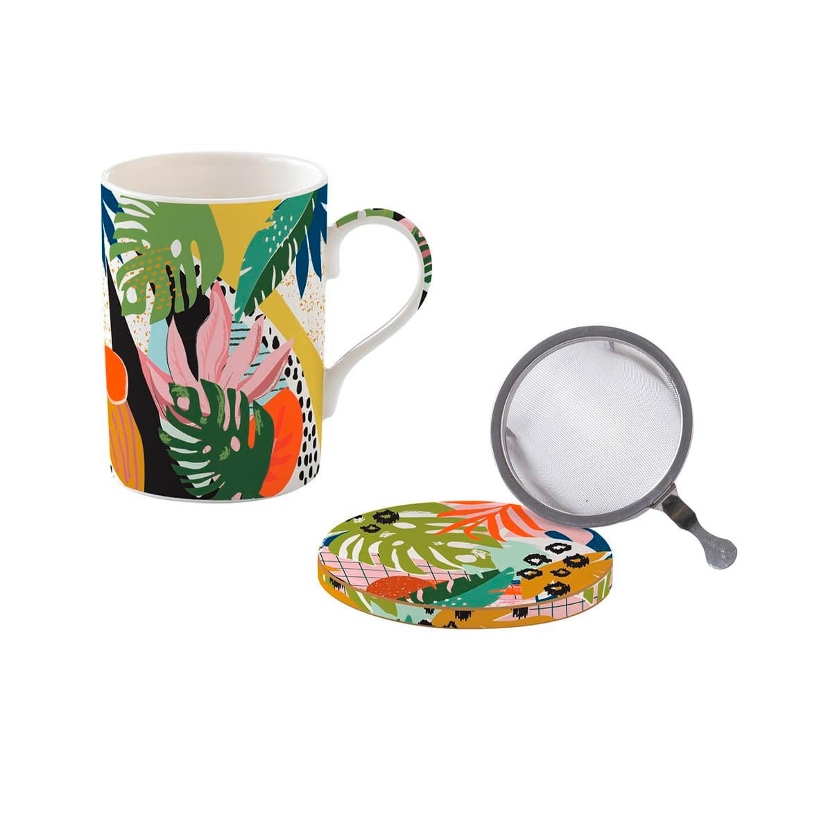 ŠALICA ZA ČAJ   350 ml  TROPICAL VIBES   - višebojno, Basics, keramika (350ml)