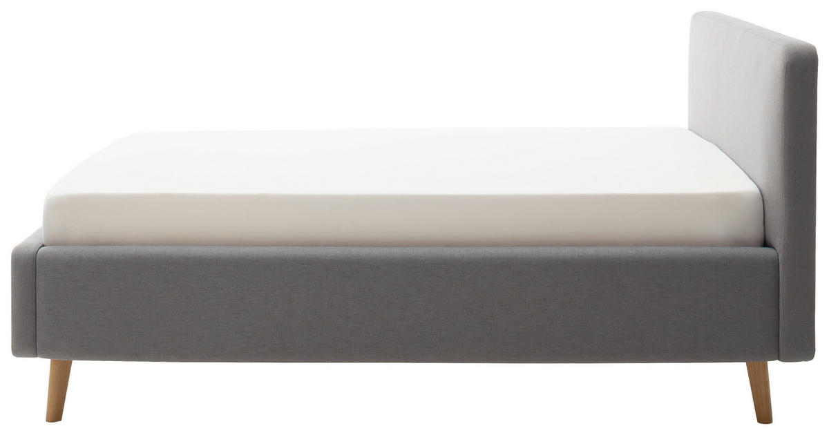 POLSTERBETT Lattenrost, Bettkasten Hellgrau 140/200 cm  - Eichefarben/Hellgrau, Design, Holz/Textil (140/200cm) - Livetastic
