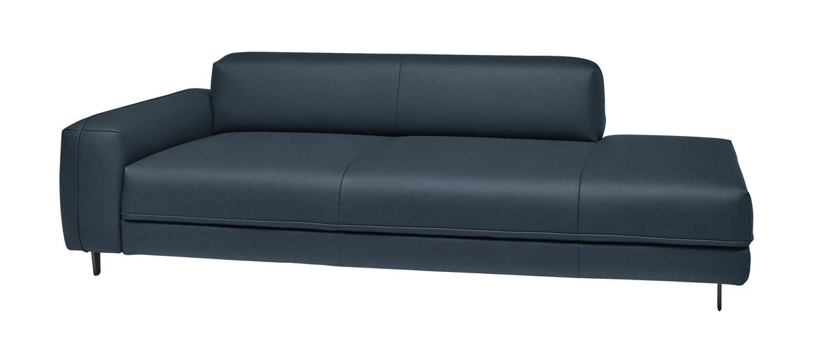 2,5-SITZER  in Echtleder Blau   - Blau/Anthrazit, Design, Leder/Metall (226/70/109cm) - Johann Jakob