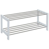 REGÁL NA BOTY, barvy stříbra, bílá, 77,5/32/34 cm - bílá/barvy stříbra, Basics, kov/kompozitní dřevo (77,5/32/34cm) - Carryhome