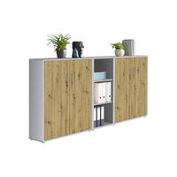 AKTENSCHRANK Hellgrau, Eiche Artisan  - Hellgrau/Eiche Artisan, MODERN, Holzwerkstoff (212,9/113,6/33cm) - MID.YOU