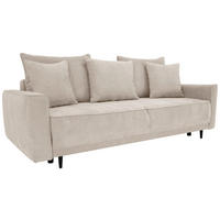 SCHLAFSOFA  in Cord, Samt Beige  - Beige/Schwarz, MODERN, Holz/Textil (232/96/112cm) - MID.YOU