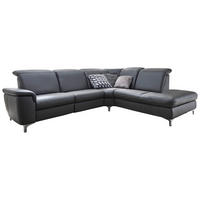 ECKSOFA Anthrazit Echtleder  - Chromfarben/Anthrazit, KONVENTIONELL, Leder/Metall (292/242cm) - Cantus