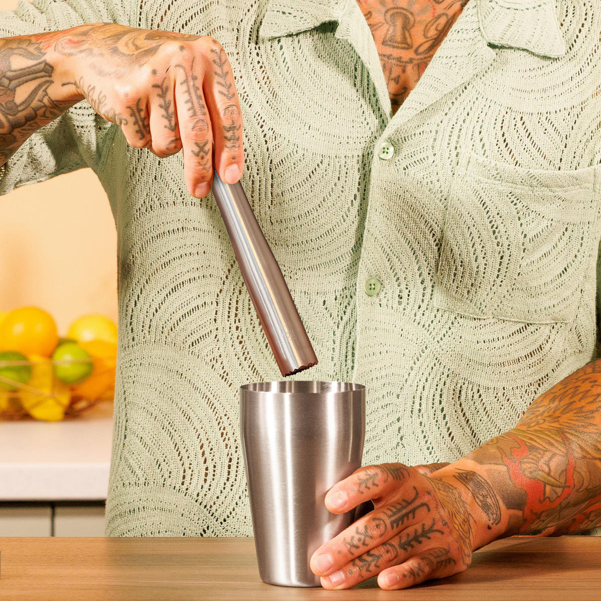 BARSKI TUČAK - boja nerđajućeg čelika, Osnovno, metal (26cm) - Vacu Vin