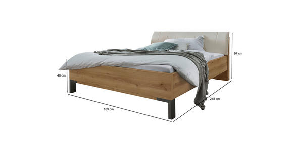 BETT 180/190 cm  in Weiß, Eiche Bianco  - Eiche Bianco/Weiß, KONVENTIONELL, Holzwerkstoff/Textil (180/190cm) - Dieter Knoll