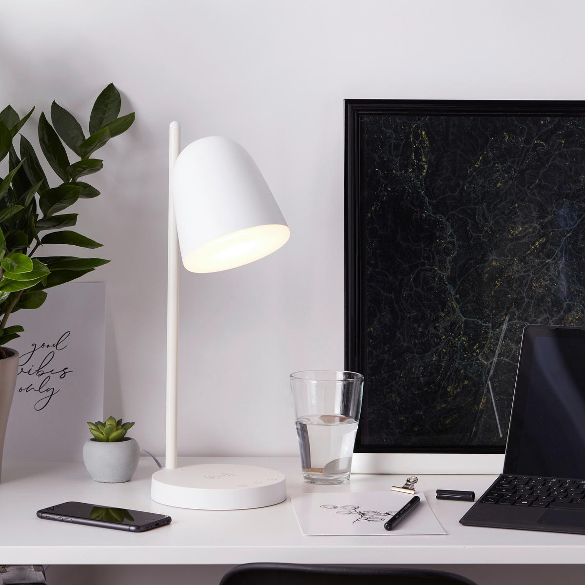 SCHREIBTISCHLEUCHTE - Weiss, Design, Kunststoff (15/17,5/41,2cm) - Brilliant