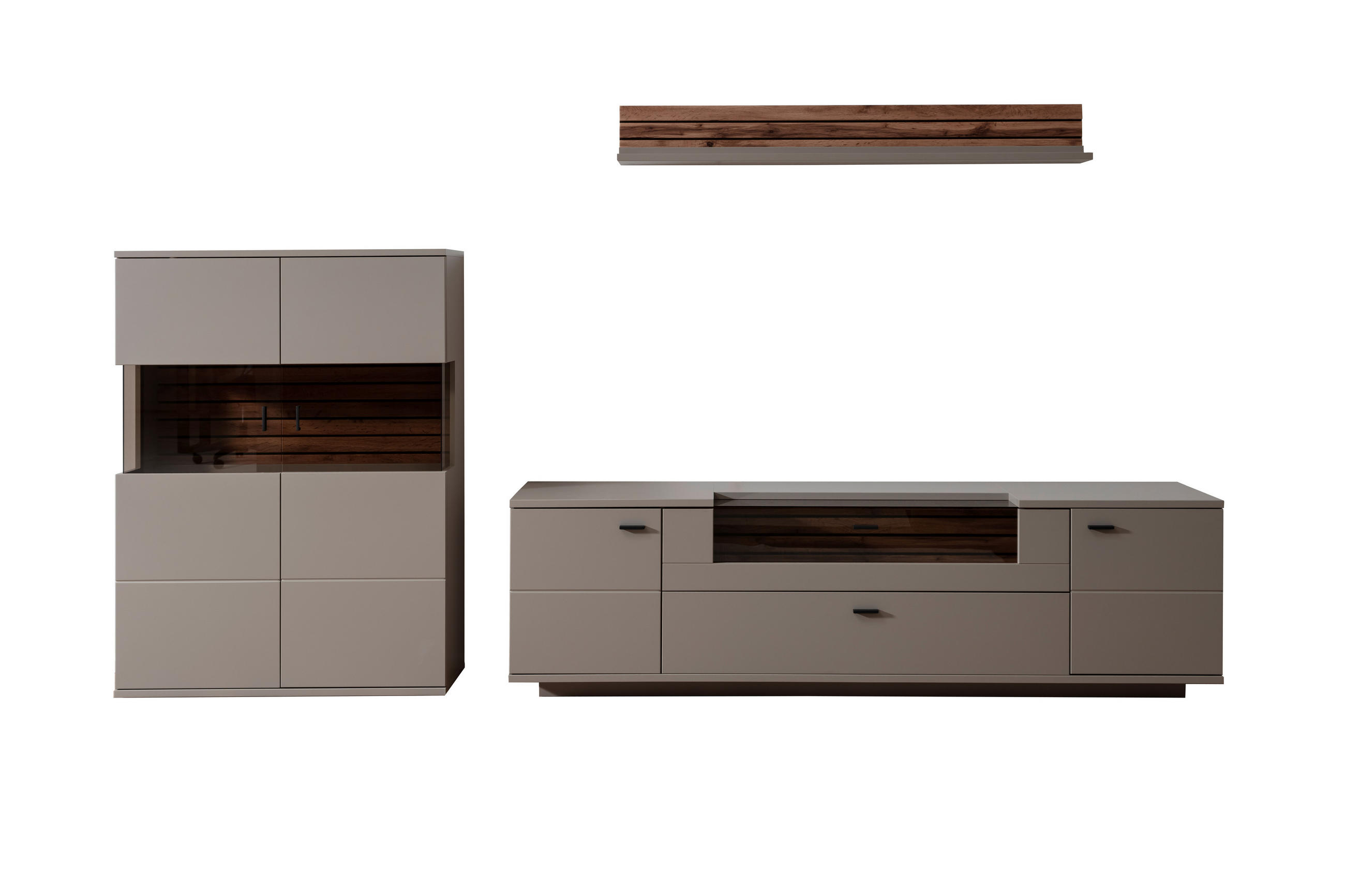 WOHNWAND 3-teilig  in  320/177/50 cm   - Anthrazit, Design, Holzwerkstoff/Metall (320/177/50cm) - Livetastic