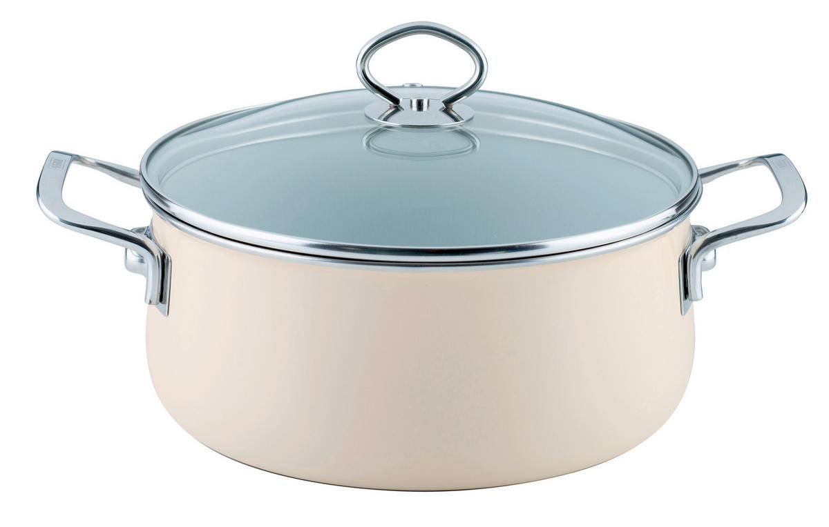 POSODA ZA KUHANJE Avorio  železo   - barve šampanjca, Basics, kovina/steklo (24cm) - Riess