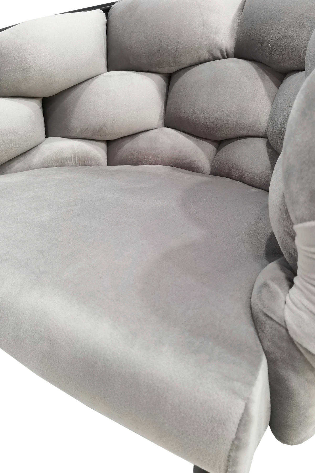 ARMLEHNSTUHL-SET 2 Stück  in Samt  - Taupe/Schwarz, MODERN, Textil/Metall (65/79/61cm) - Kayoom