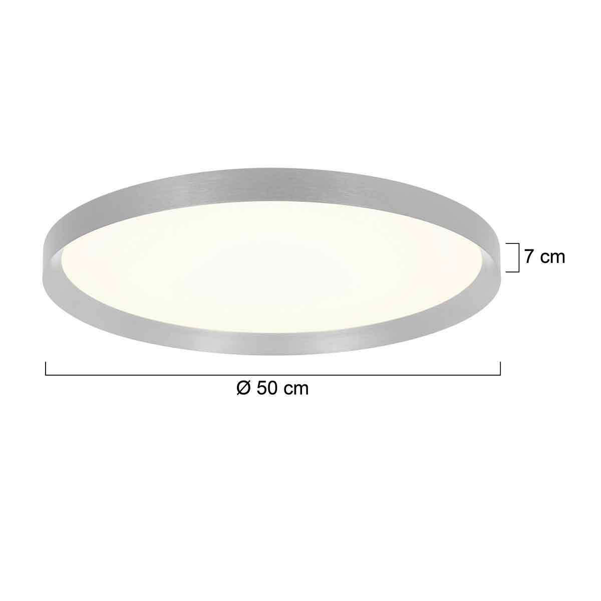 DECKENLEUCHTE Fladdy 50/7 cm   - Edelstahlfarben, Basics, Kunststoff/Metall (50/7cm)