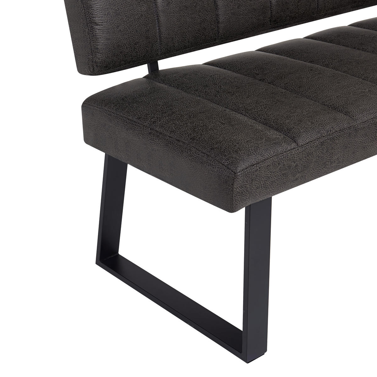 SITZBANK 140/88/60 cm Mikrofaser Grau, Schwarz  - Schwarz/Grau, KONVENTIONELL, Textil/Metall (140/88/60cm) - Landscape