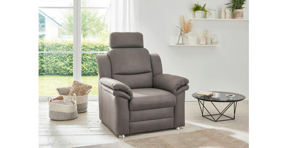 SESSEL in Mikrofaser Grau - Beige/Alufarben, Design, Textil/Metall (94/96/92cm) - Carryhome