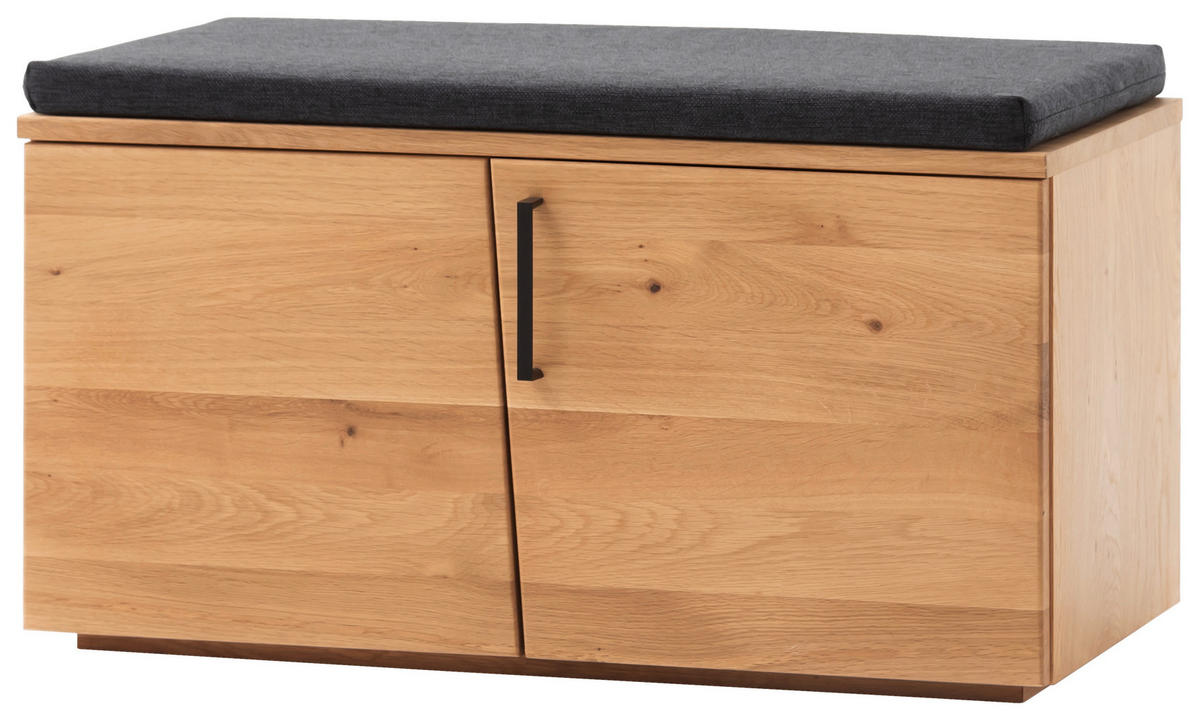 GARDEROBENBANK  in 80/46/40 cm  - Eichefarben/Anthrazit, Natur, Holz/Textil (80/46/40cm)