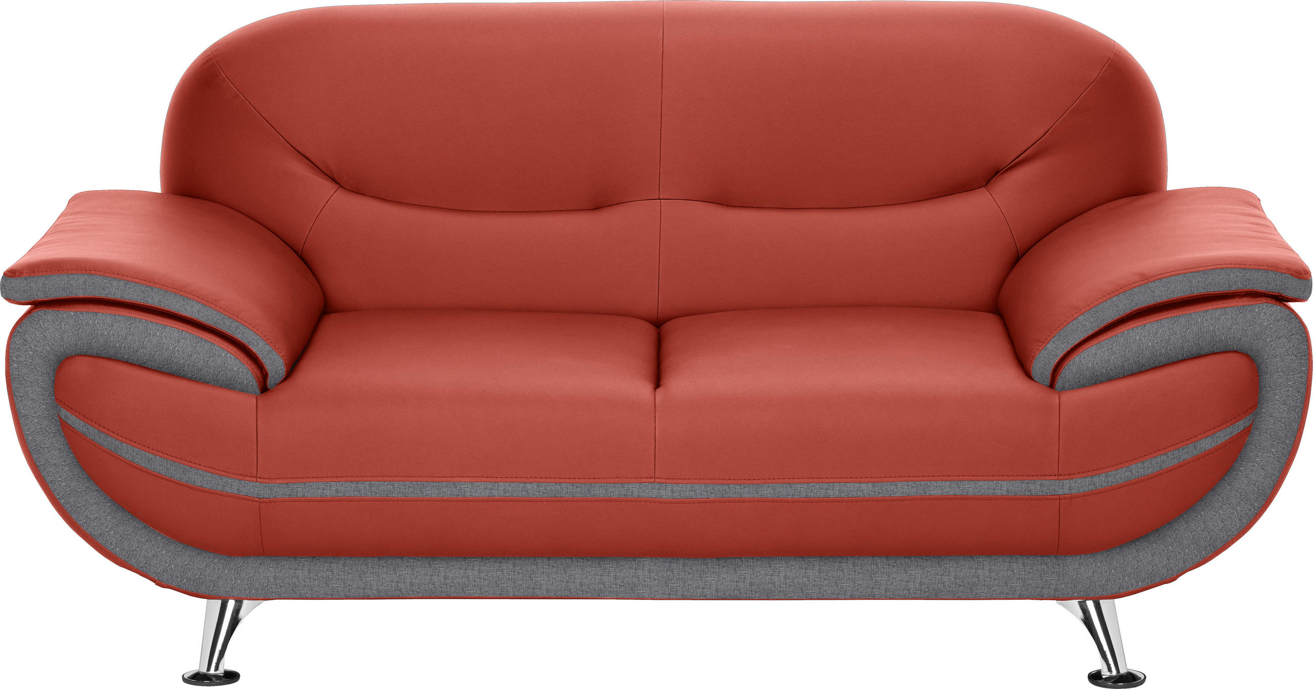 Zweisitzer-Sofa in Textil Rot, Dunkelgrau