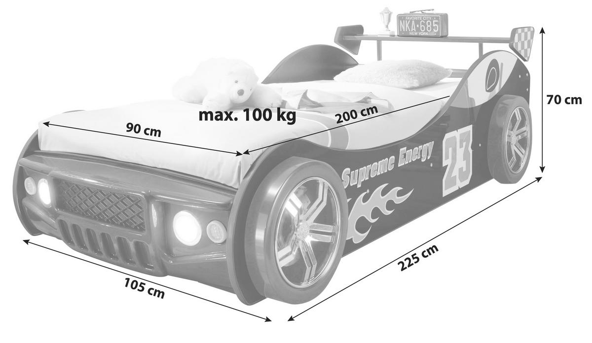 AUTOBETT 90/200 cm Schwarz Schwarz  - Schwarz, KONVENTIONELL, Holzwerkstoff (90/200cm) - MID.YOU