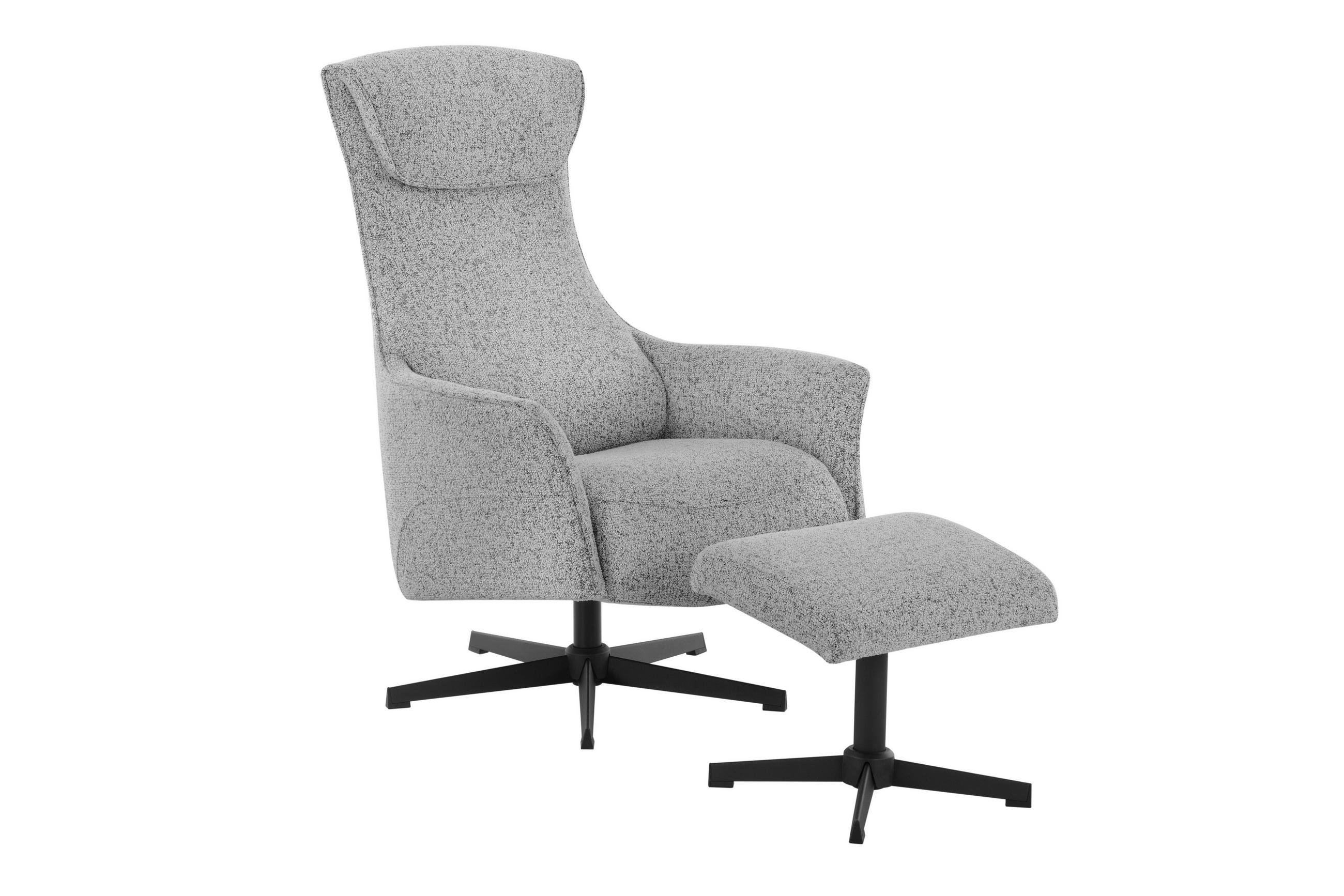 RELAXSESSELSET in Holz, Metall, Textil Hellgrau  - Hellgrau/Schwarz, Basics, Holz/Textil (76/110/85,5cm) - Welnova
