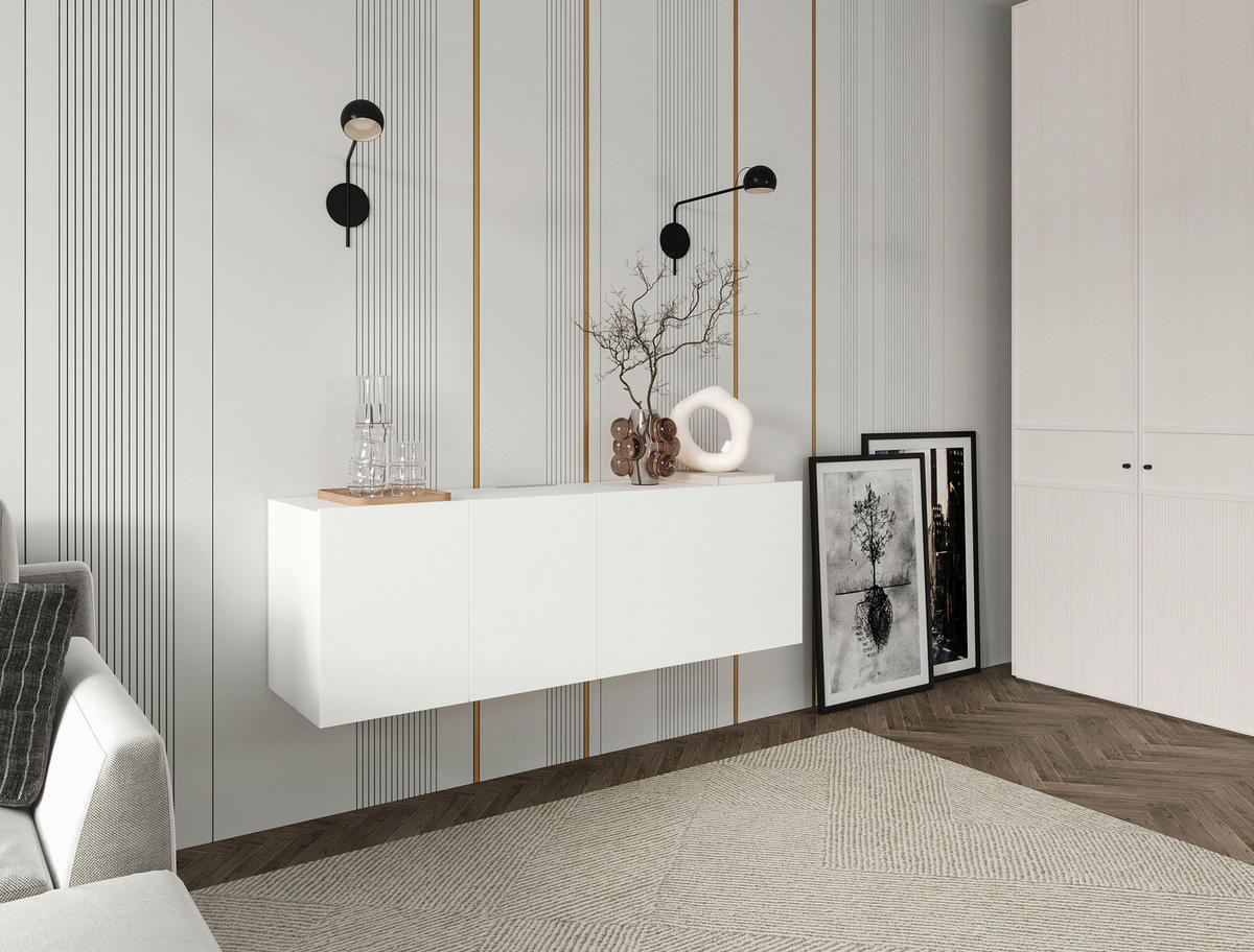 LOWBOARD  in 150/50/42 cm  - Weiß, Design, Holzwerkstoff (150/50/42cm) - Hom`in