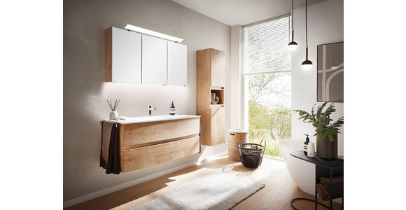 SPIEGELSCHRANK 120/68,7/15 cm - Chromfarben/Eichefarben, Design, Glas/Holzwerkstoff (120/68,7/15cm) - Novel