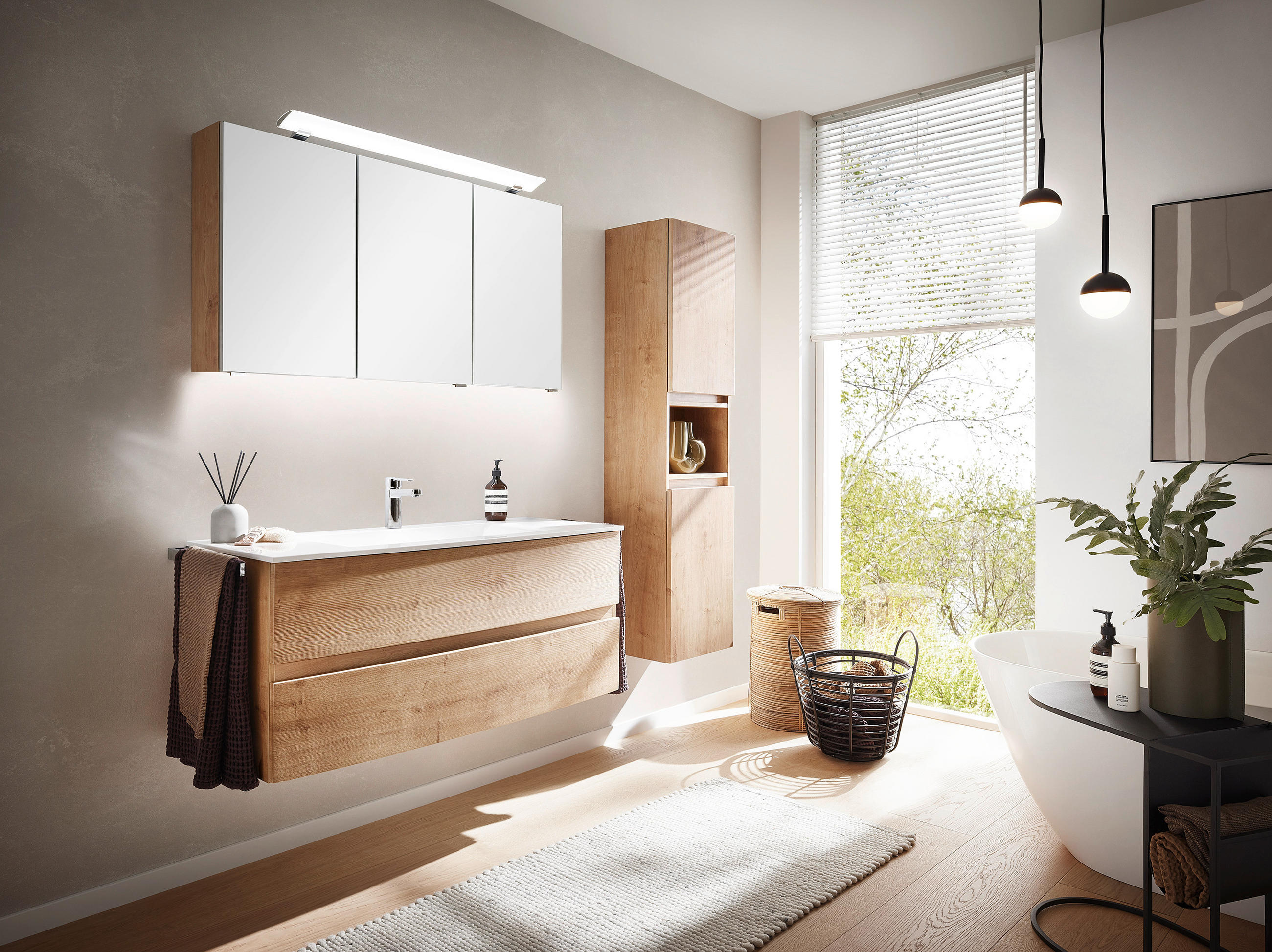 SPIEGELSCHRANK 120/68,7/15 cm  - Chromfarben/Eichefarben, Design, Glas/Holzwerkstoff (120/68,7/15cm) - Novel