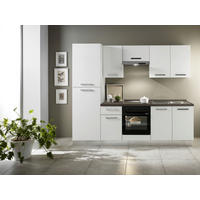 KÜCHENBLOCK 250 cm   in Weiß  - Eiche dunkel/Alufarben, Basics, Holzwerkstoff/Kunststoff (250cm) - MID.YOU