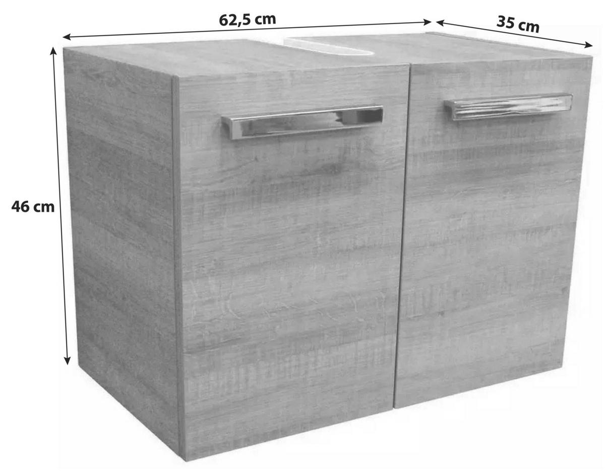 WASCHBECKENUNTERSCHRANK 62,5/46/35 cm  - Eichefarben/Silberfarben, MODERN, Holzwerkstoff/Metall (62,5/46/35cm) - MID.YOU