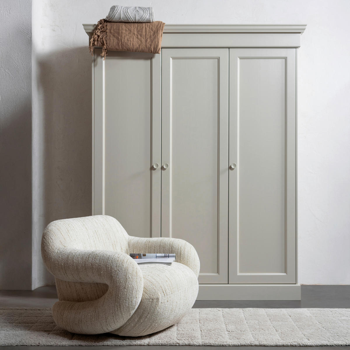 SESSEL in Chenille Naturfarben  - Schwarz/Naturfarben, Design, Kunststoff/Textil (88/70/88cm) - Livetastic