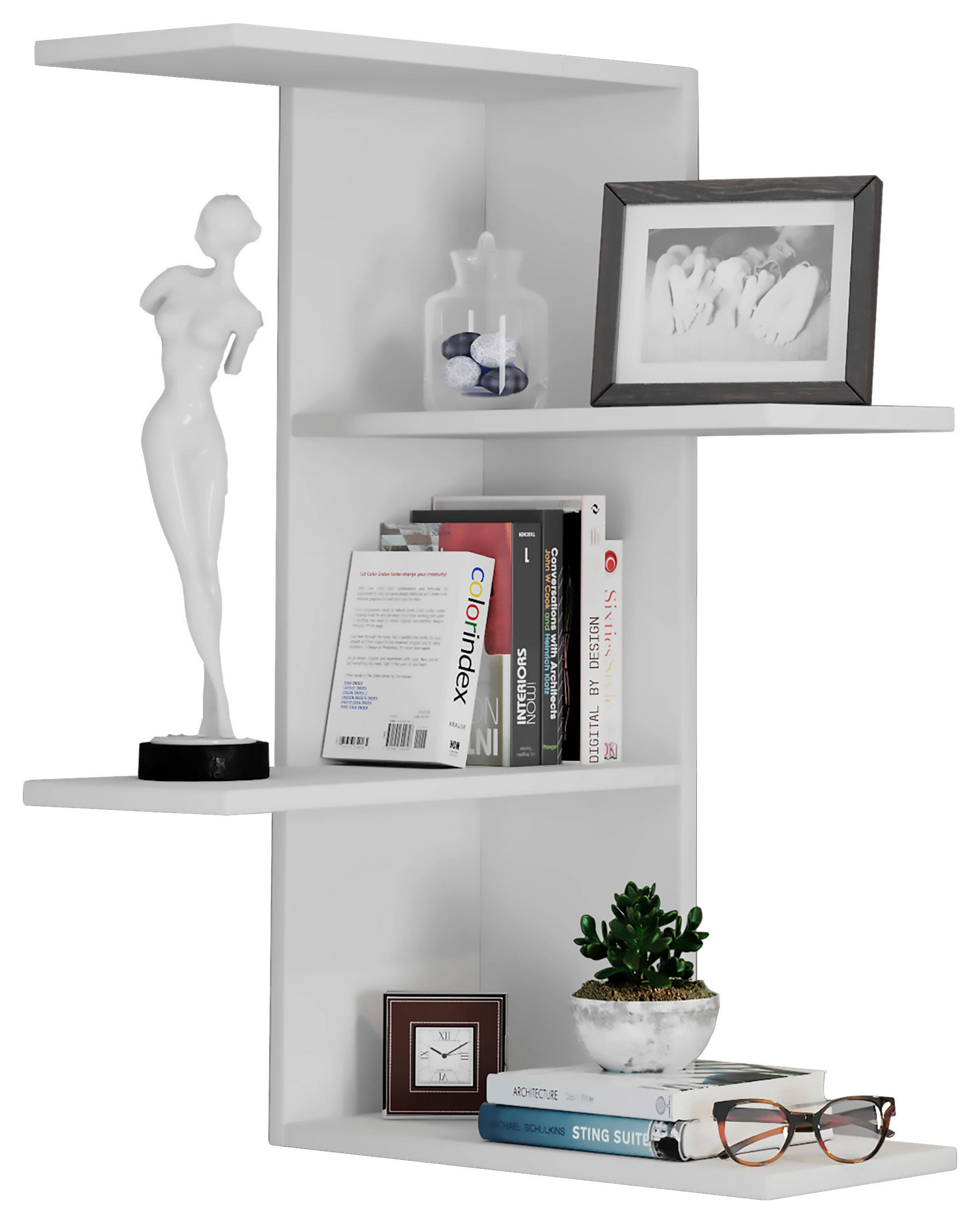 STENSKI REGAL bela  - bela, Moderno, leseni material (45/77cm) - MID.YOU