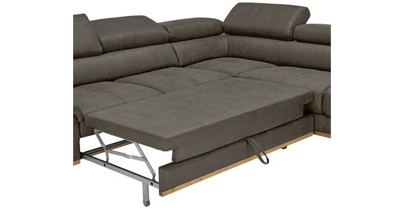 ECKSOFA in Lederlook Anthrazit 282/226 cm - Anthrazit/Schwarz, Natur, Holz/Textil (282/226cm) - Novel