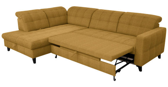 ECKSOFA  in Webstoff Currygelb  216/297 cm  - Currygelb/Schwarz, Design, Holz/Textil (216/297cm) - Xora