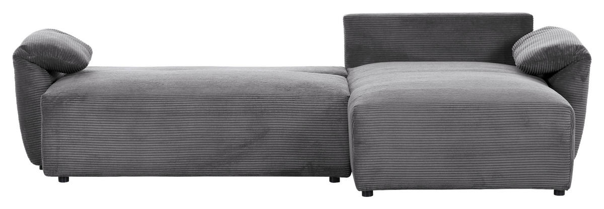 ECKSOFA in Cord Dunkelgrau  - Dunkelgrau/Schwarz, Konventionell, Kunststoff/Textil (266/180cm) - MID.YOU
