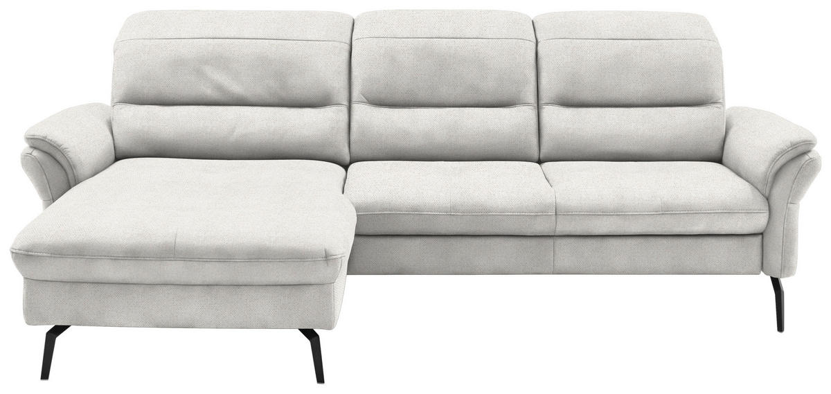 ECKSOFA in Flachgewebe Weiß  181/260 cm  - Schwarz/Weiß, KONVENTIONELL, Textil/Metall (181/260cm) - Beldomo Speed