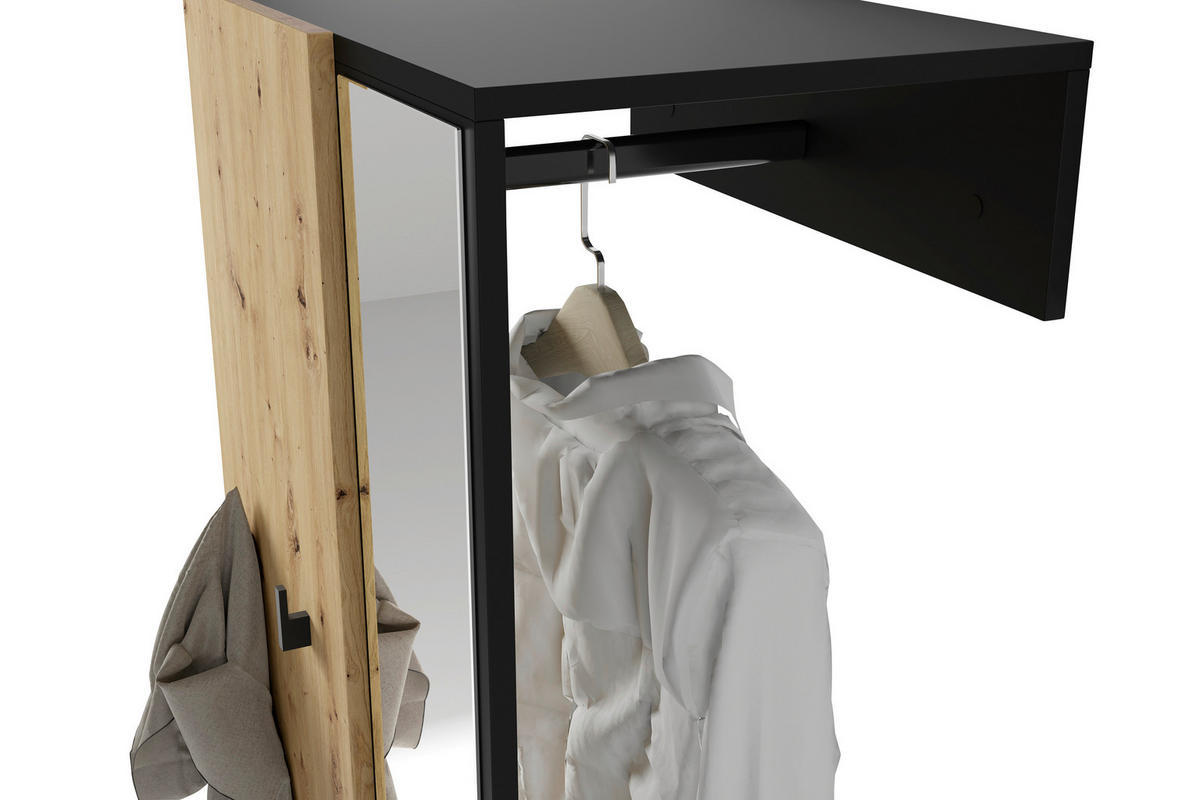 GARDEROBE  in 55/187,5/40,5 cm  - Schwarz/Eiche Artisan, Design, Holzwerkstoff (55/187,5/40,5cm) - MID.YOU