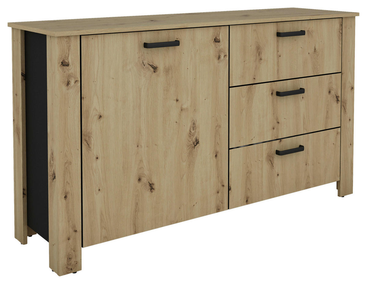 SIDEBOARD  in 140/84/40 cm  - Schwarz/Eiche Artisan, Design, Holzwerkstoff/Kunststoff (140/84/40cm) - MID.YOU