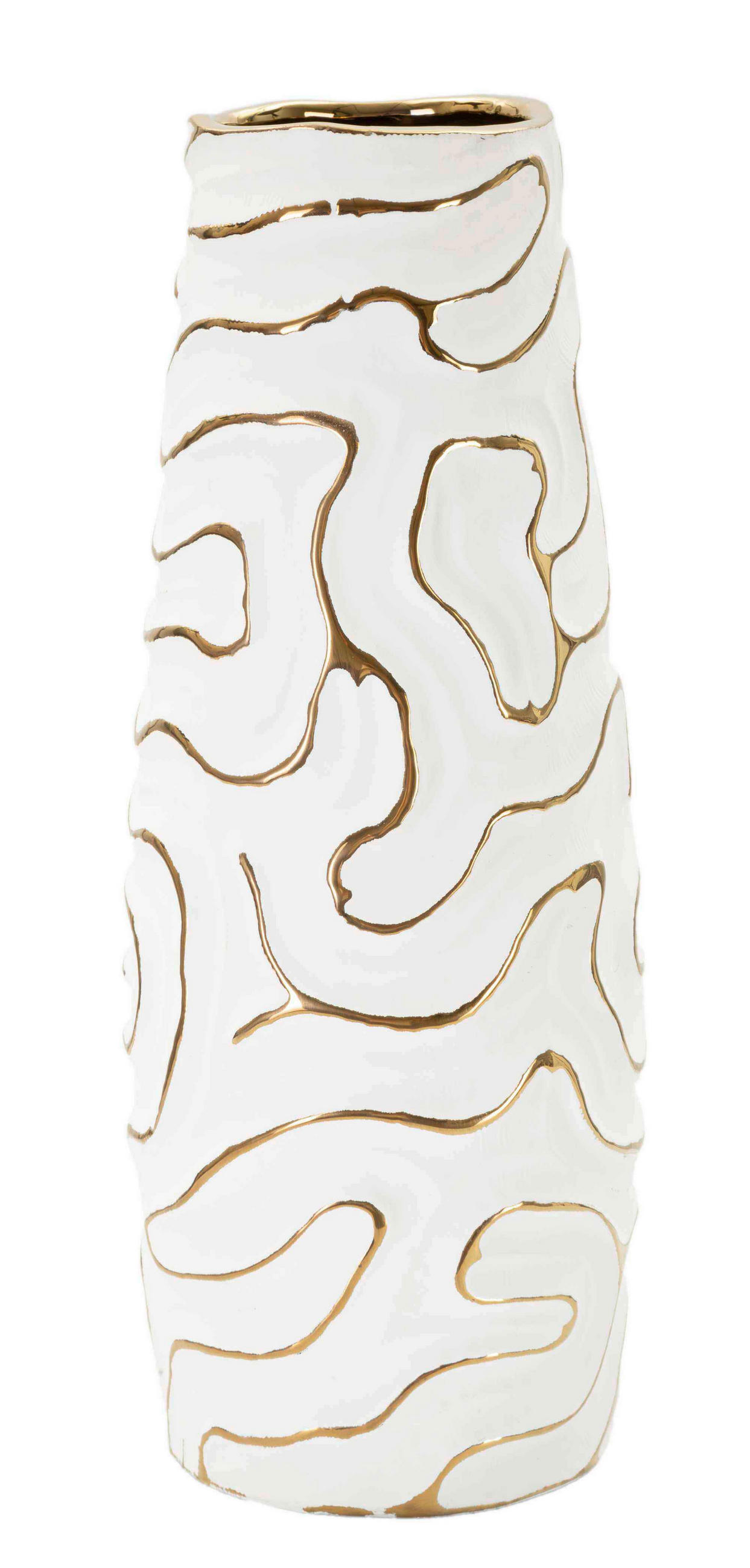 Vase Lia Weiß, Goldfarben B: 14,5cm