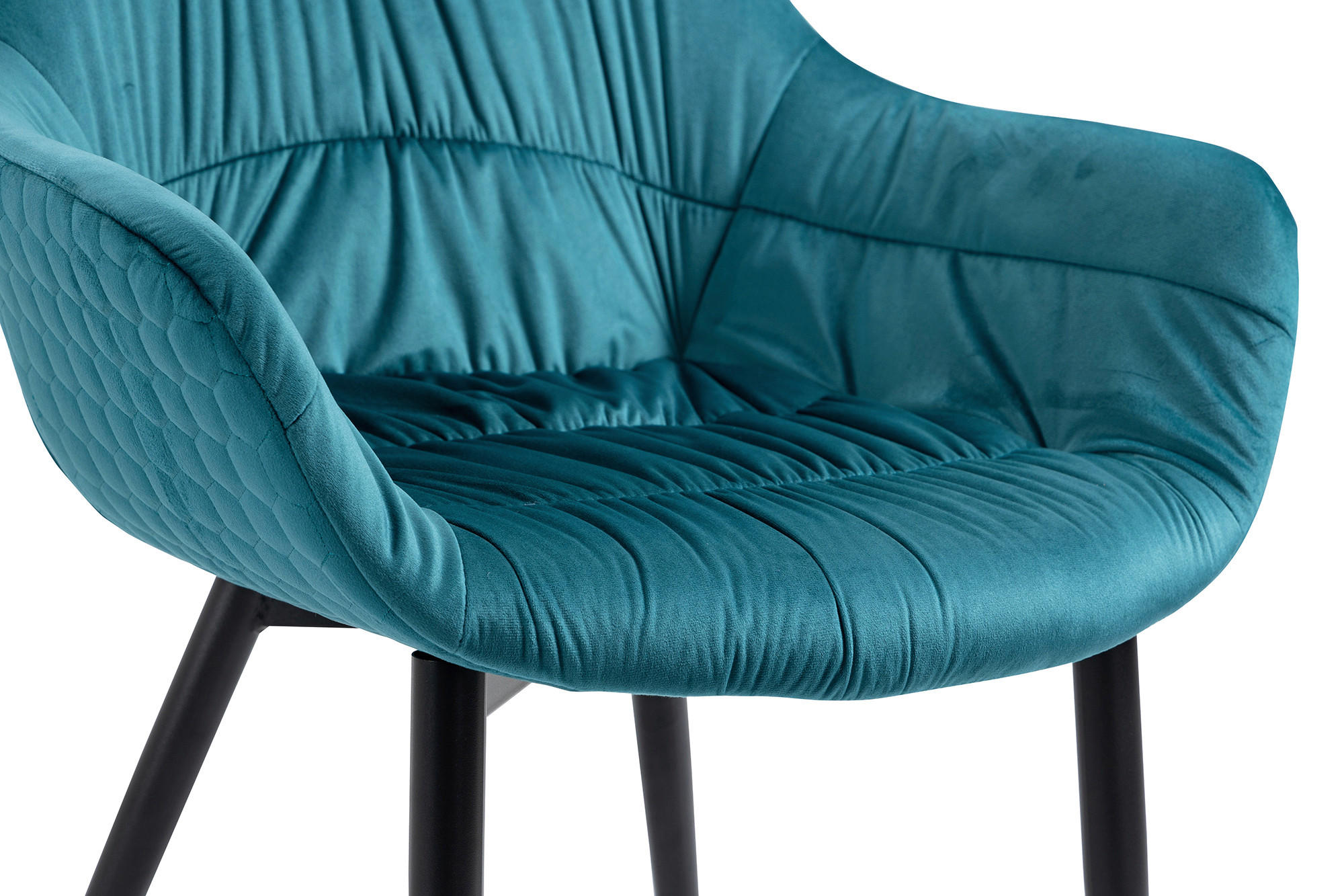 ARMLEHNSTUHL  in Samt  - Türkis/Schwarz, MODERN, Textil/Metall (63/81,5/61cm) - Livetastic