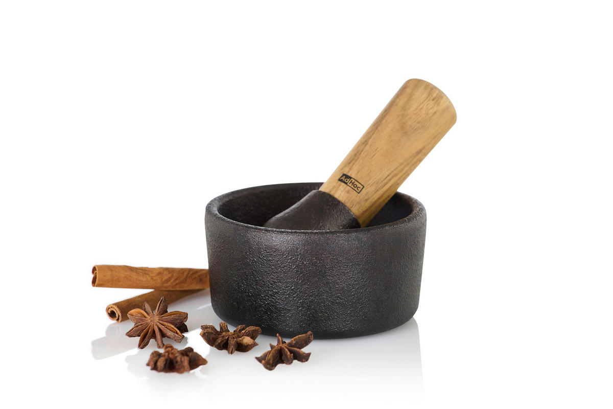 MÖRSERSET CAMO  - Schwarz/Akaziefarben, Basics, Holz/Metall (10/5cm) - AdHoc