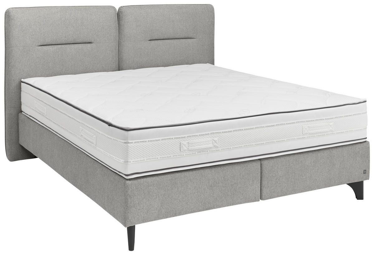 BOXSPRINGBETT 180/200 cm  Hellgrau  - Hellgrau/Schwarz, Design, Holz/Holzwerkstoff (180/200cm) - Dieter Knoll
