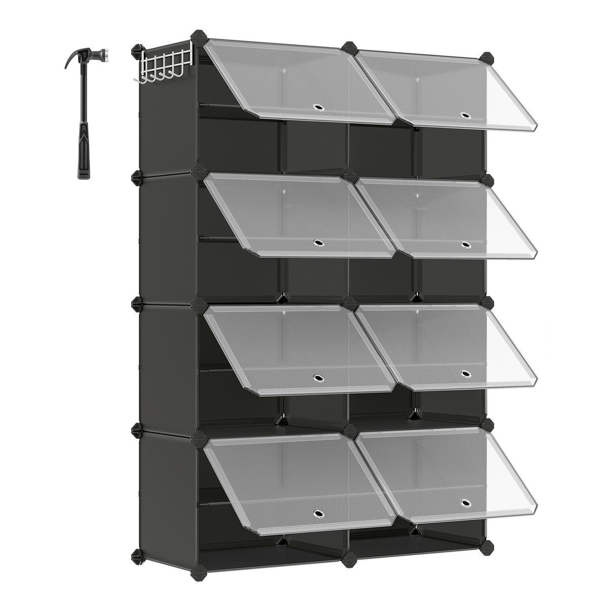 REGÁL NA TOPÁNKY, čierna, 83/125/32 cm - priehľadné/čierna, Basics, kov/plast (83/125/32cm)